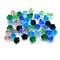 Tiny Flower Beads, 6mm Blue Purple & Green Glass, 42 pc, Adorabilities